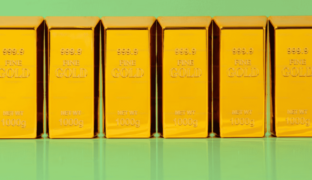 a block of gold bars from Goldco and Lear Capital